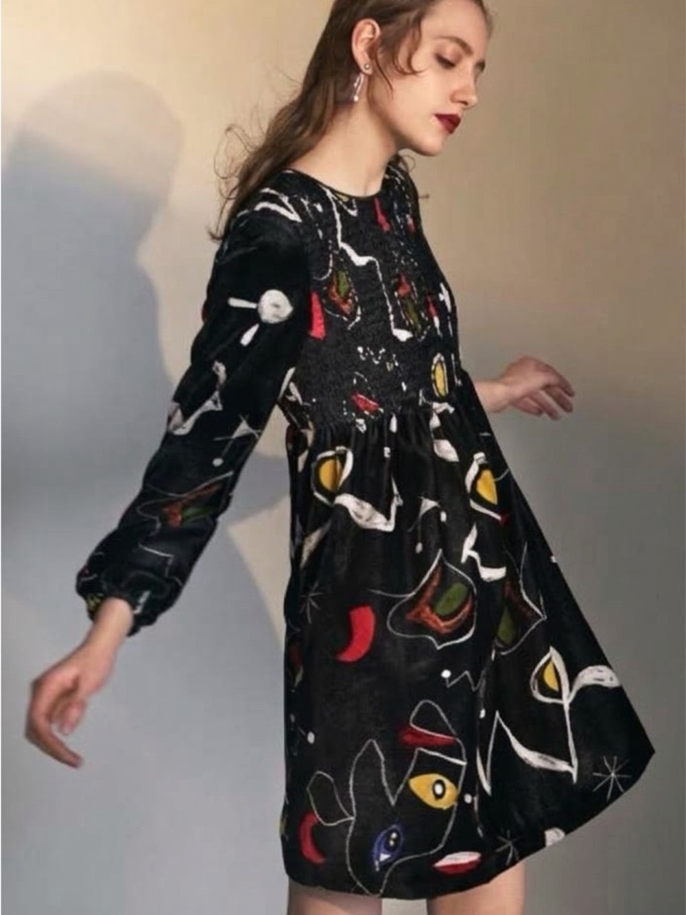 Lisa Perry x Barneys New York Pop Art Velvet Mini Dress Size 8  Rare
